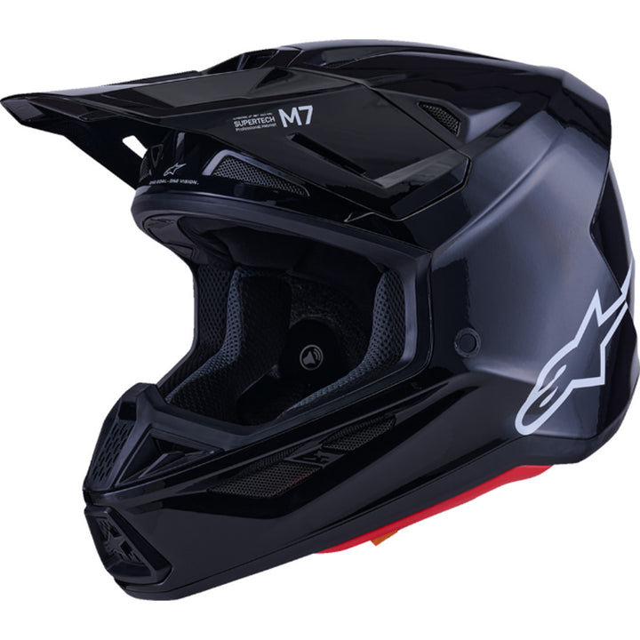 Alpinestars SM7 Solid Helmet Gloss Black - Front Left Side View