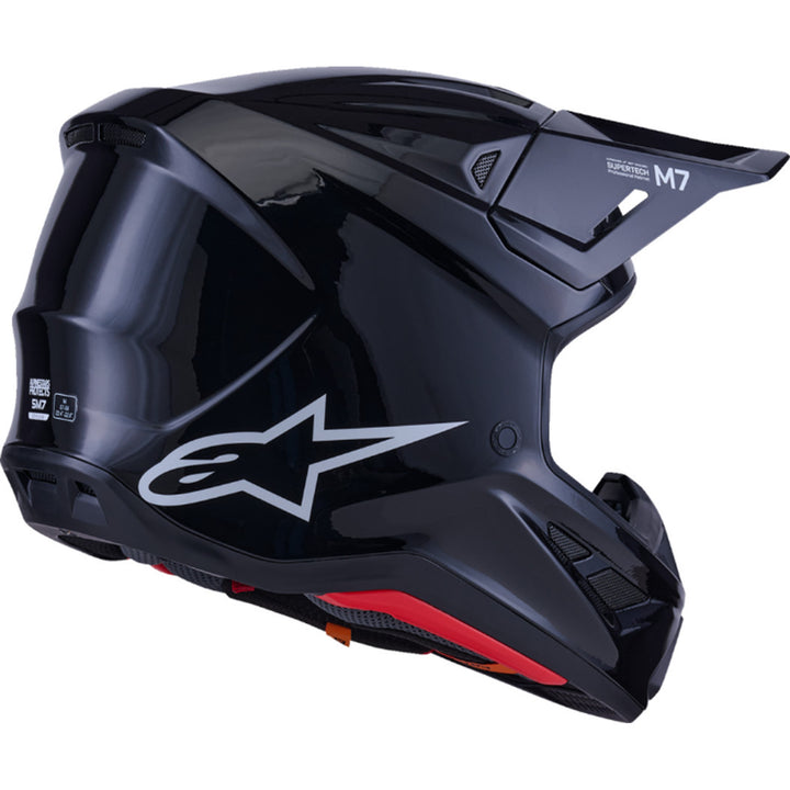 Alpinestars SM7 Solid Helmet Gloss Black - Rear Right Side View