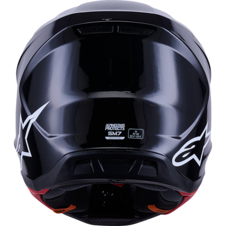 Alpinestars SM7 Solid Helmet Gloss Black - Rear View