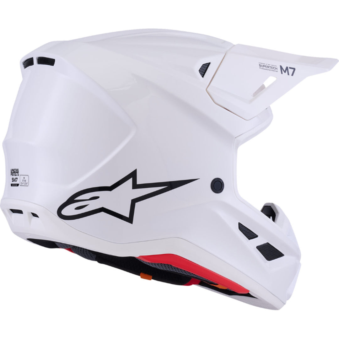 Alpinestars SM7 Solid Helmet Gloss White - Rear Right Side View