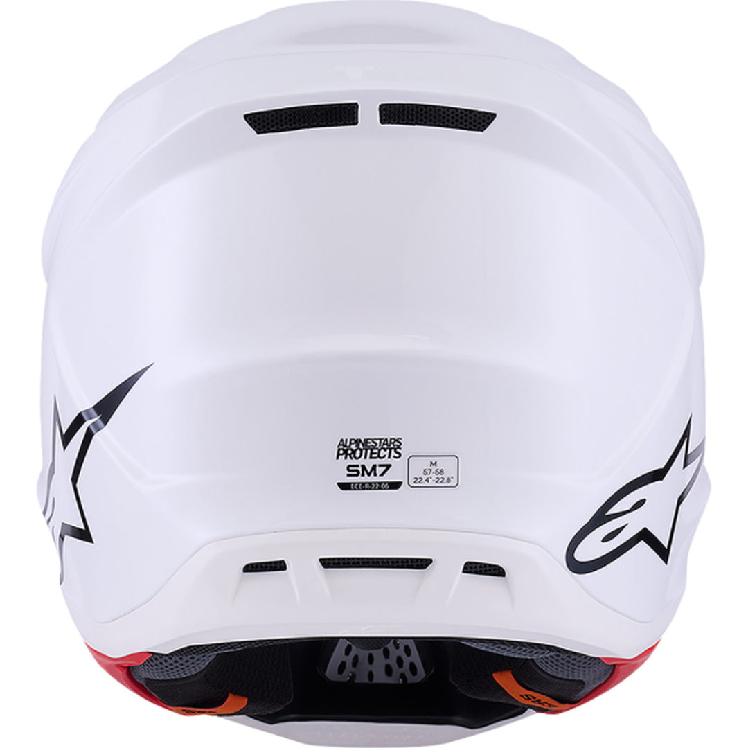 Alpinestars SM7 Solid Helmet Gloss White - Rear View