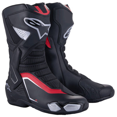 Alpinestars SMX-6 V3 Boots Black/Silver/Red - Front Side View of Pair