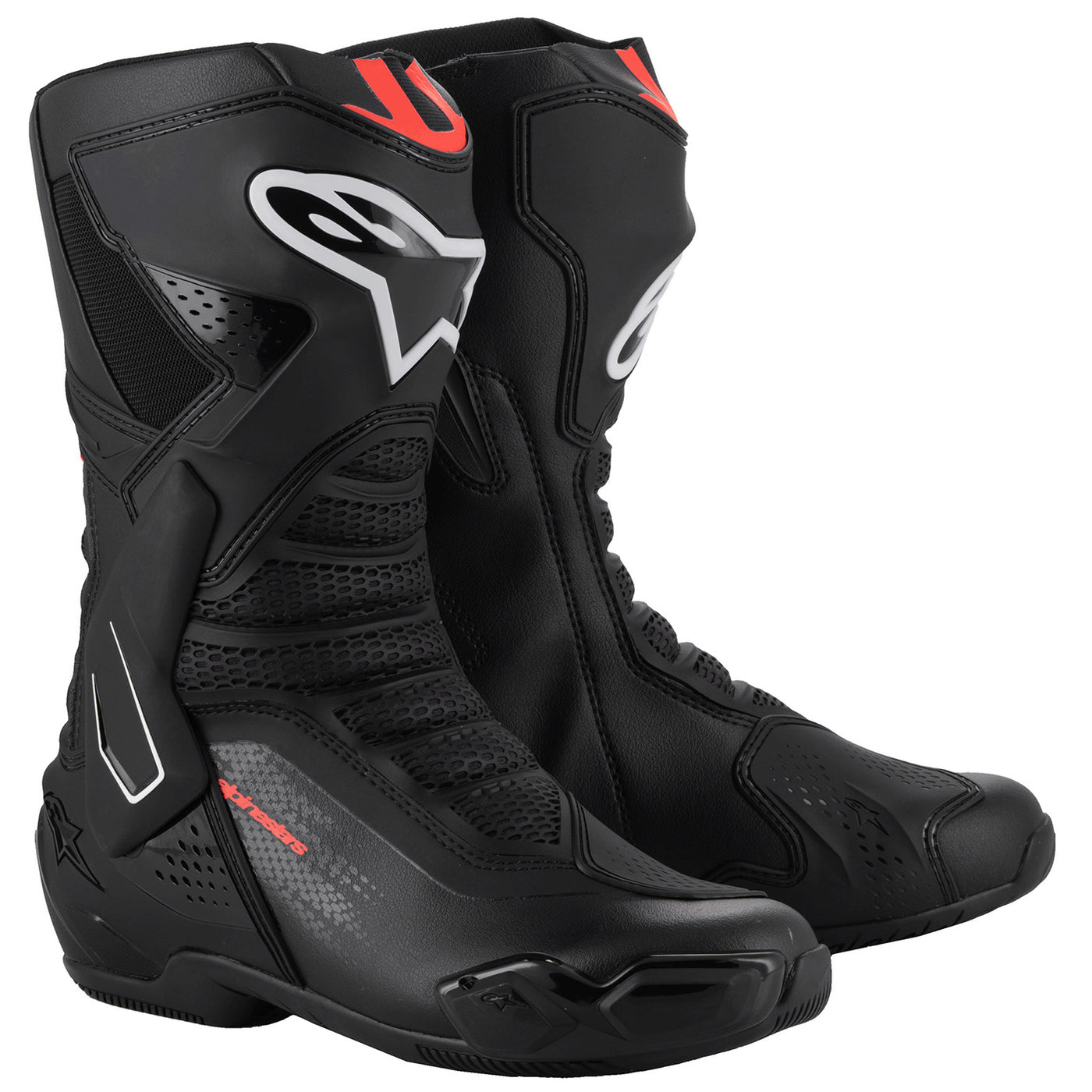 Alpinestars SMX-6 V3 Boots Black/White/Red Graphic - Front Side View of Pair