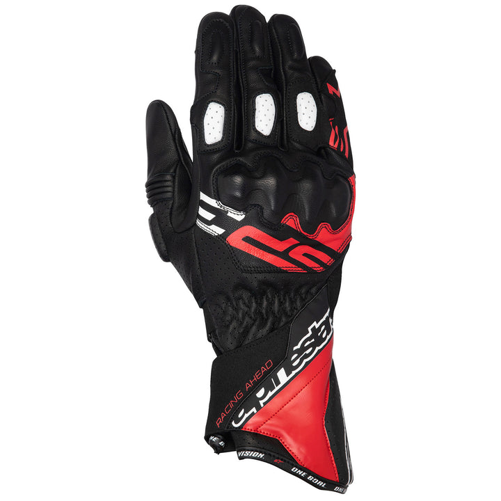Alpinestars SP-3 Gloves Black/Bright Red/White - Back of Hand View