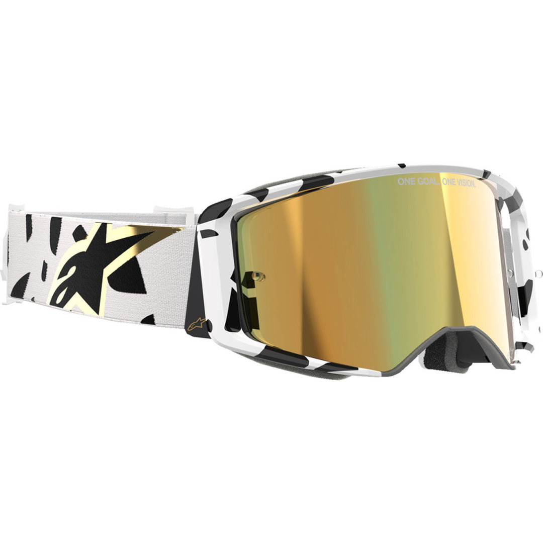 Alpinestars Supertech Corp Goggles - ABS Vision Mirrored White/Gold - Gold Mirror - Front Right Side View