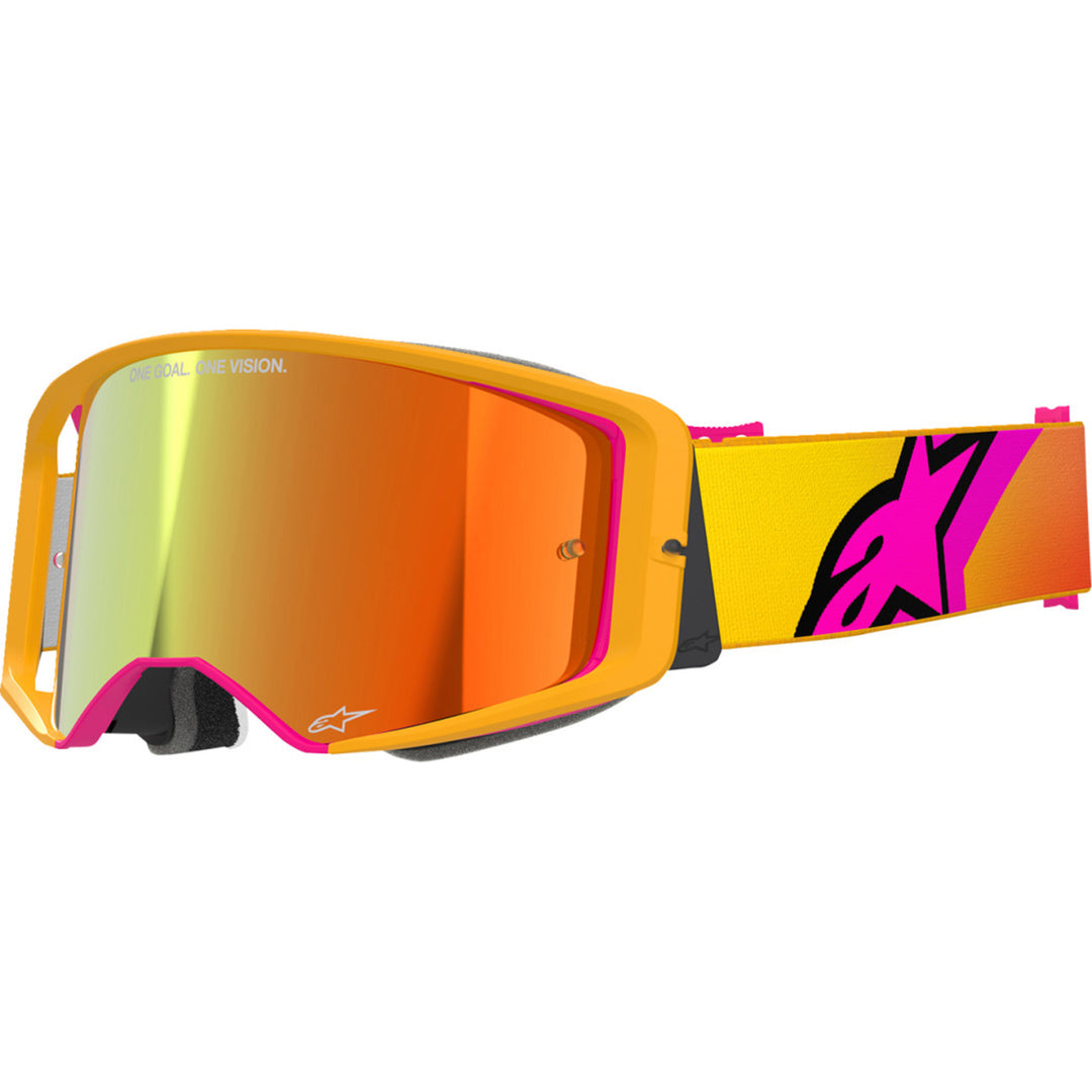 Alpinestars Supertech Corp Goggles - ABS Vision Mirrored Yellow/Pink - Red Mirror - Front Left Side View
