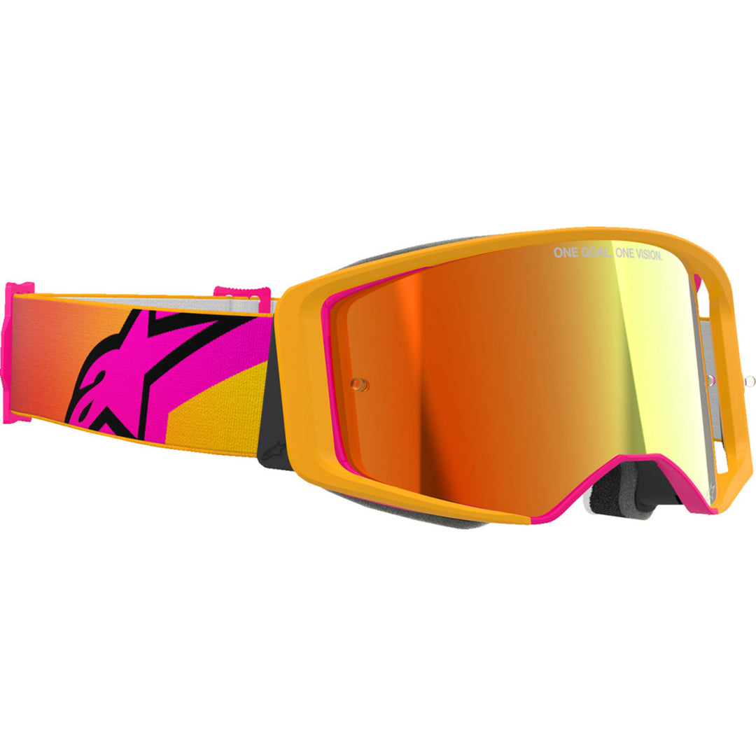 Alpinestars Supertech Corp Goggles - ABS Vision Mirrored Yellow/Pink - Red Mirror - Front Right Side View
