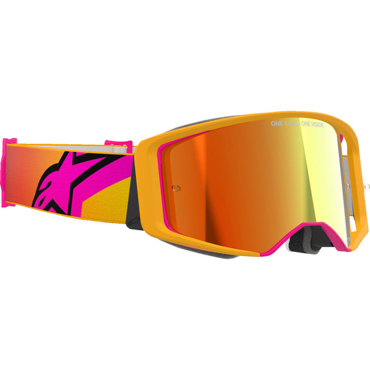 Alpinestars Supertech Corp Goggles - ABS Vision Mirrored Yellow/Pink - Red Mirror - Front Right Side View