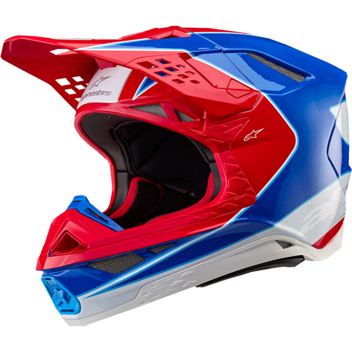 Alpinestars Supertech M10 Aeon MIPS Helmet Gloss Bright Red/Blue - Front Side View