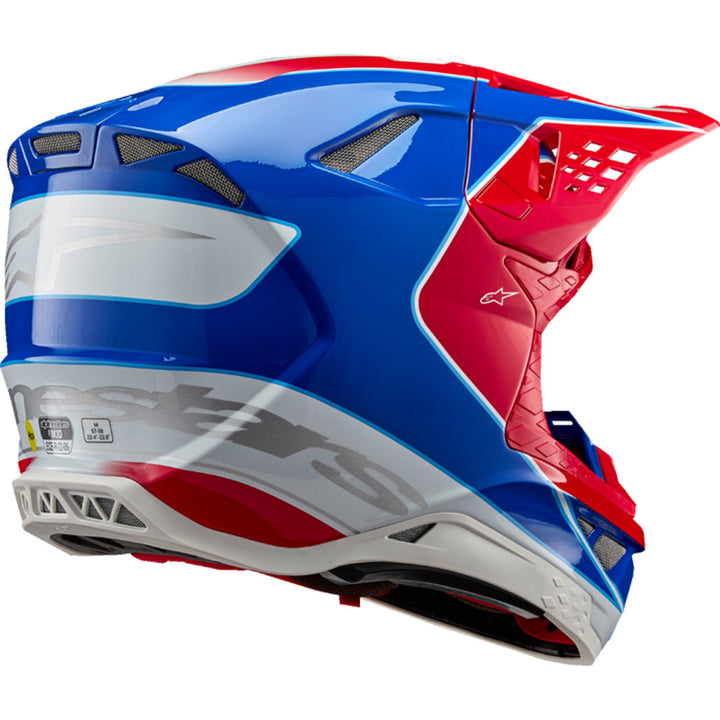 Alpinestars Supertech M10 Aeon MIPS Helmet Gloss Bright Red/Blue - Rear Side View