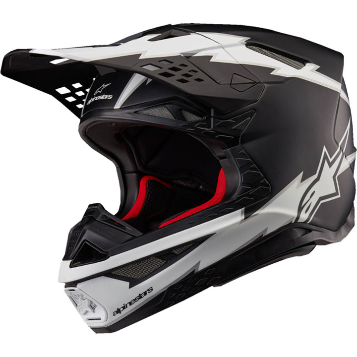 Alpinestars Supertech M10 Ampress MIPS Helmet Matte Black/White - Front Side View