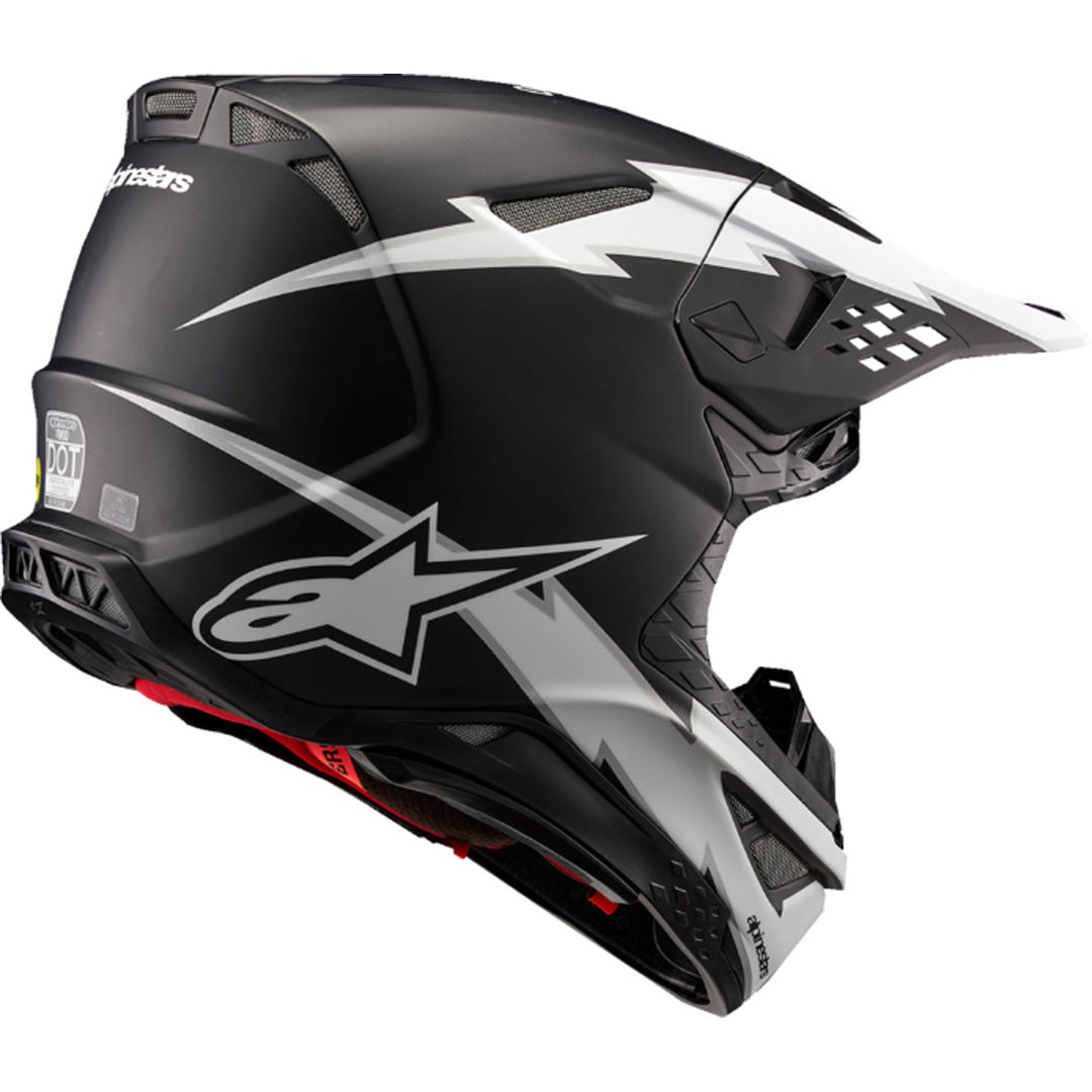 Alpinestars Supertech M10 Ampress MIPS Helmet Matte Black/White - Rear Side View