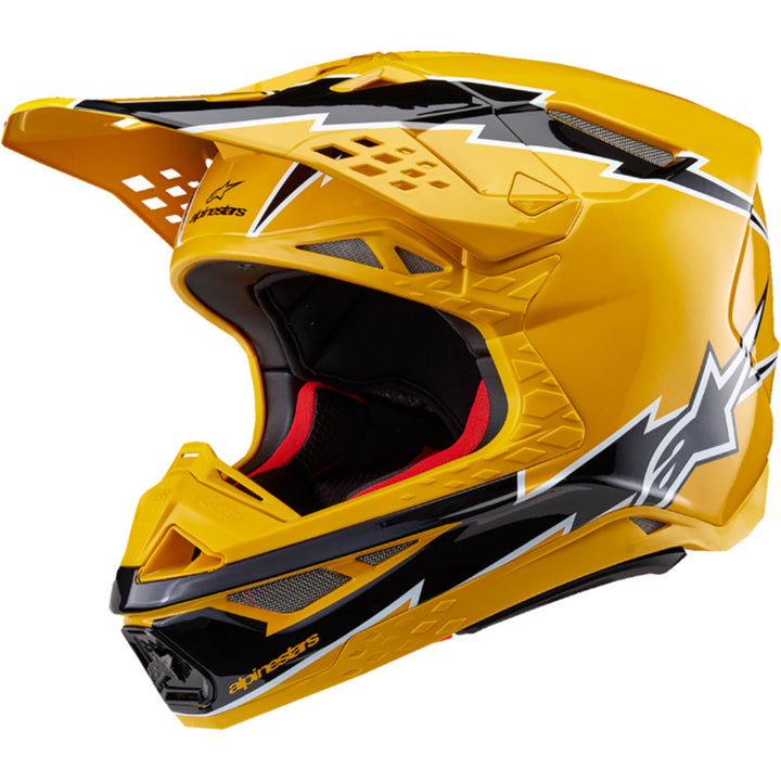 Alpinestars Supertech M10 Ampress MIPS Helmet Gloss Black/Yellow - Front Side View