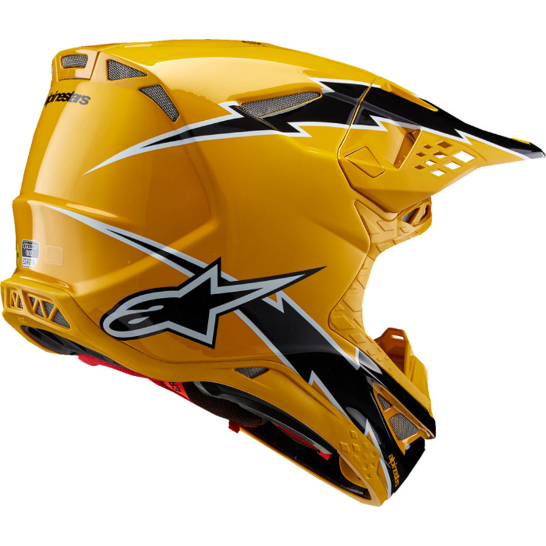 Alpinestars Supertech M10 Ampress MIPS Helmet Gloss Black/Yellow - Rear Side View