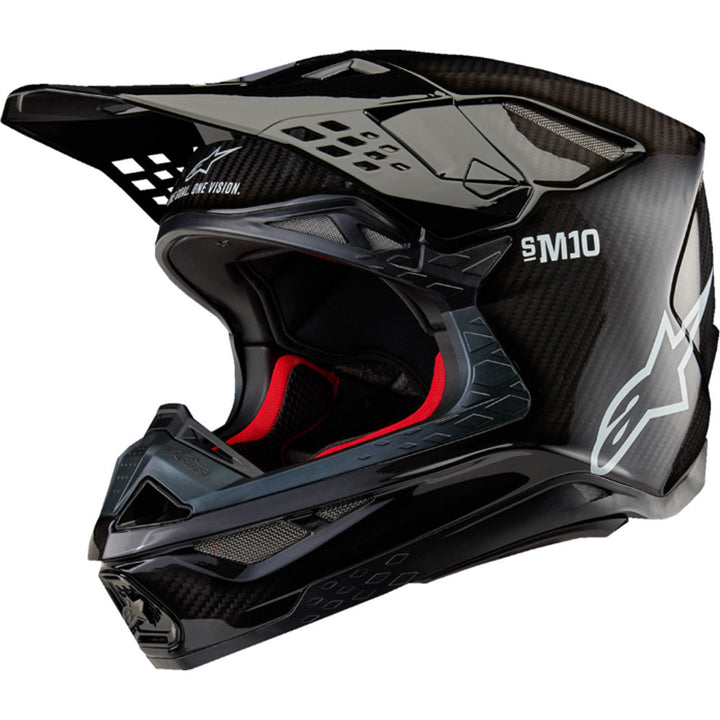 Alpinestars Supertech M10 Solid MIPS Helmet Gloss Black Carbon - Front Side View