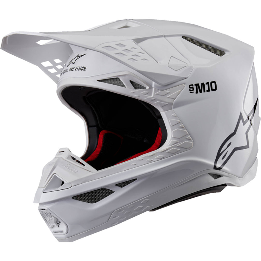Alpinestars Supertech M10 Solid MIPS Helmet Gloss White - Front Side View