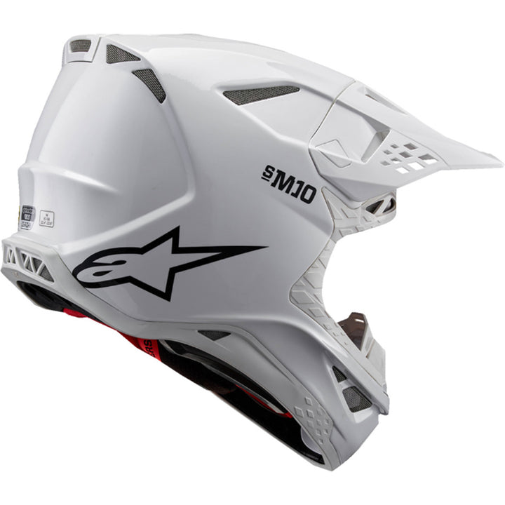 Alpinestars Supertech M10 Solid MIPS Helmet Gloss White - Rear Side View