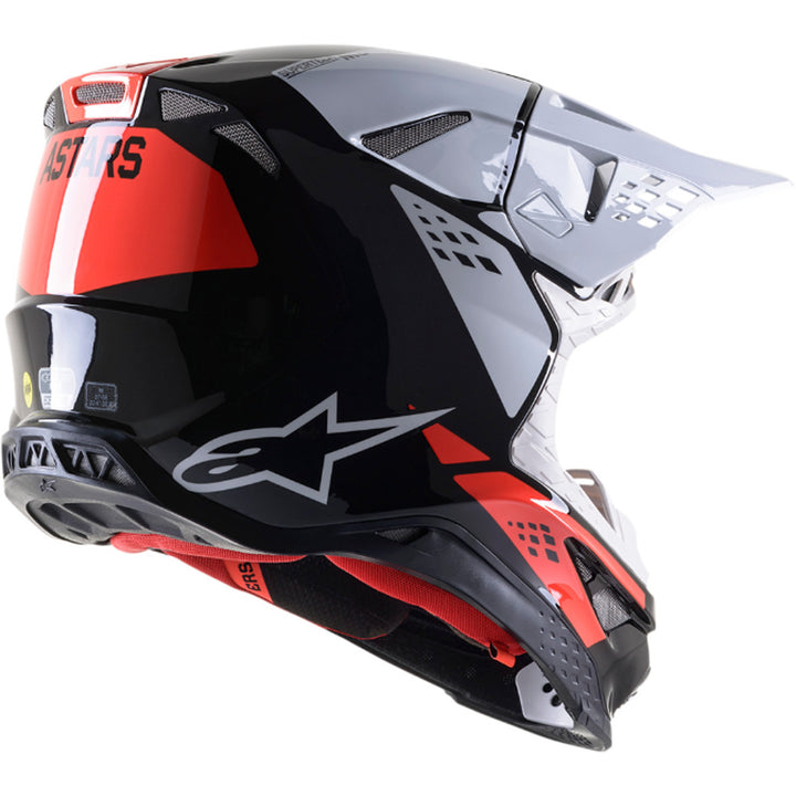 Alpinestars Supertech M8 Factory MIPS Helmet Black/White/Red - Rear Side View