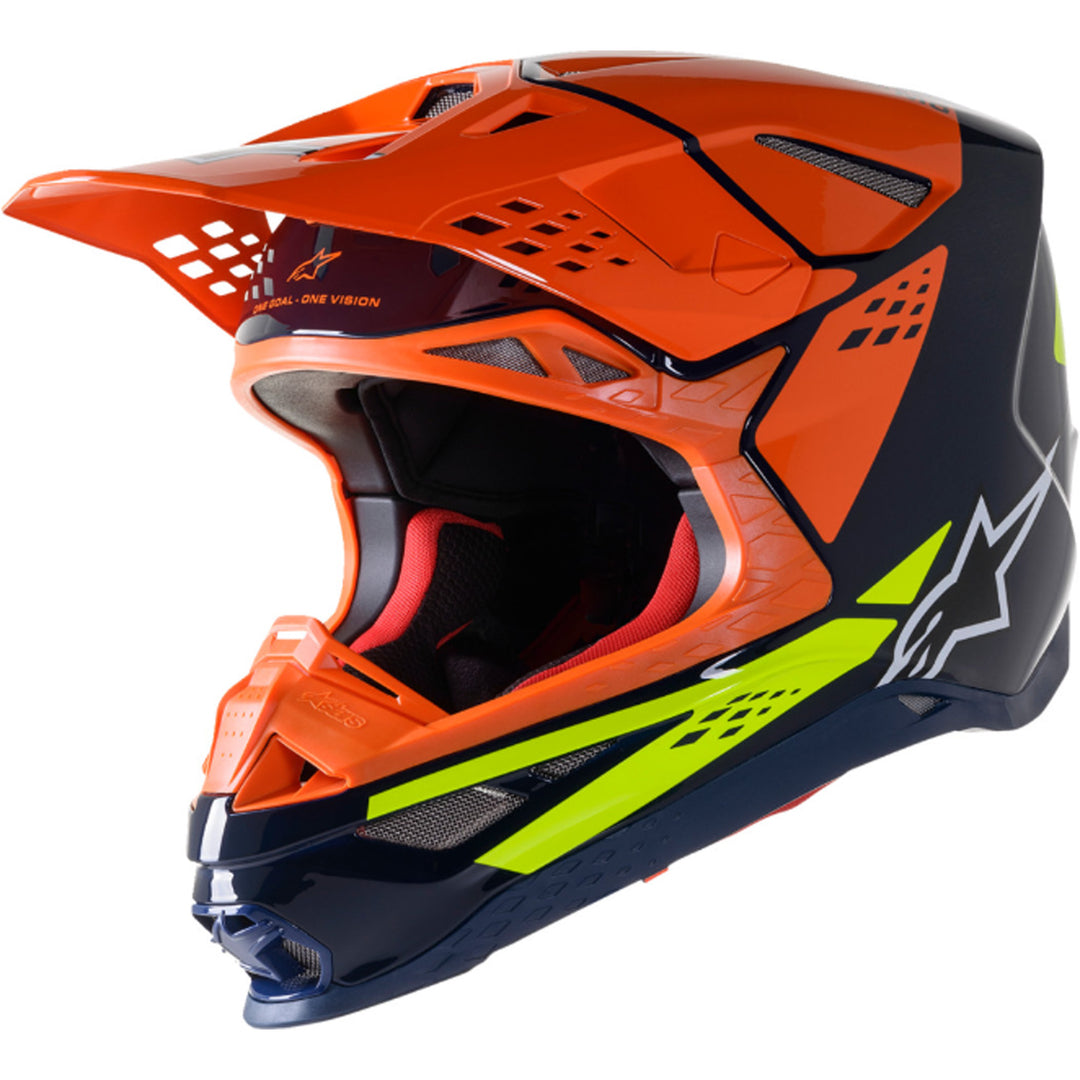 Alpinestars Supertech M8 Factory MIPS Helmet Blue/Orange/Yellow - Front Side View