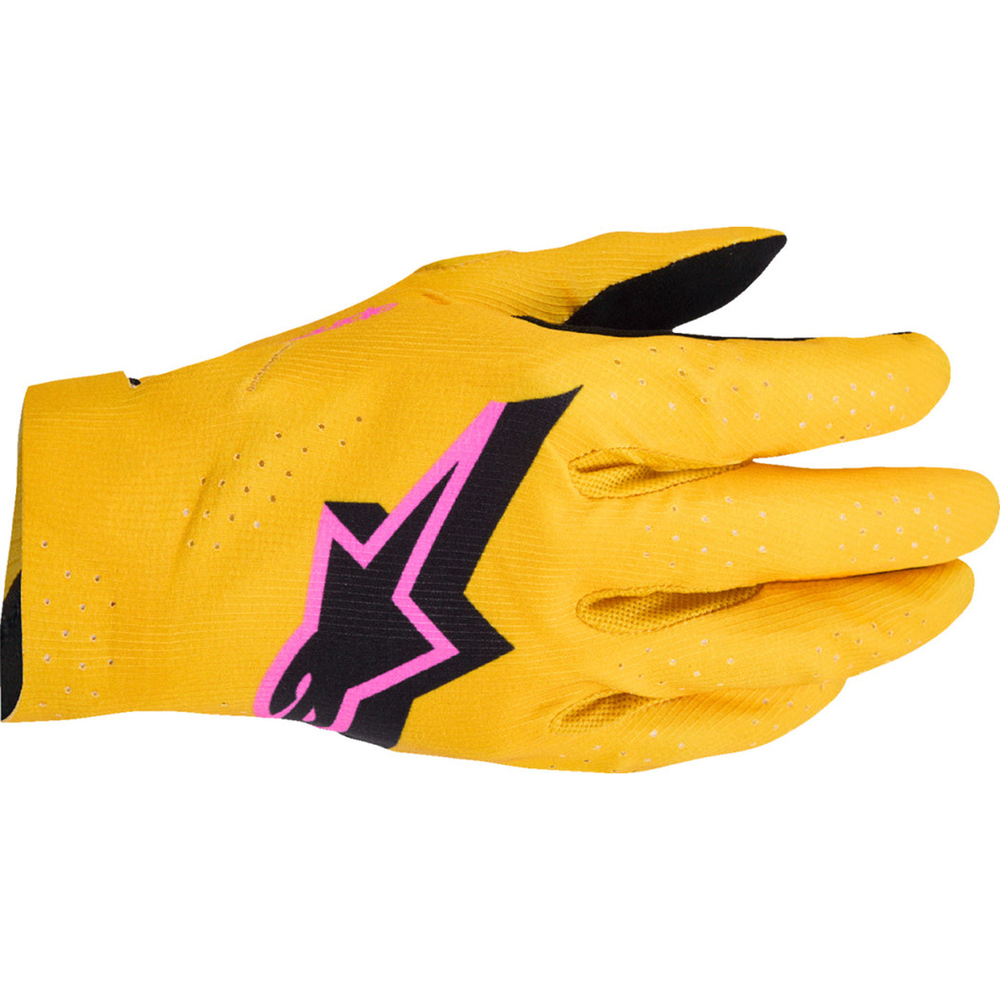 Alpinestars Supertech MX Gloves Gold/Black/Fluo Pink - Back of Hand View