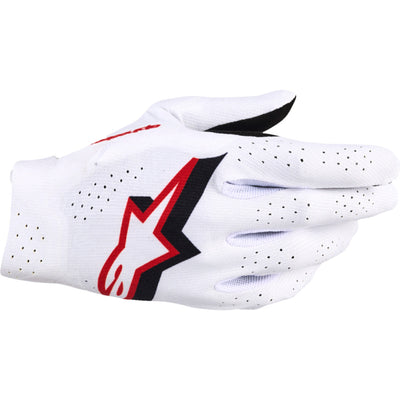 Alpinestars Supertech MX Gloves White/Black/Fire Red - Back of Hand View
