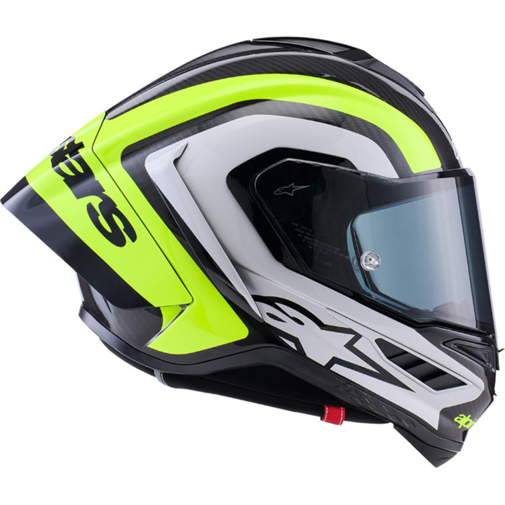 Alpinestars Supertech R10 Arius Helmet Gloss Black/Silver/Yellow Fluo - Right Side View