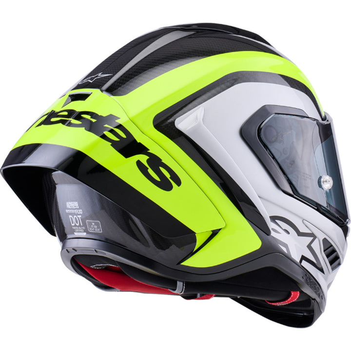 Alpinestars Supertech R10 Arius Helmet Gloss Black/Silver/Yellow Fluo - Rear Right Side View