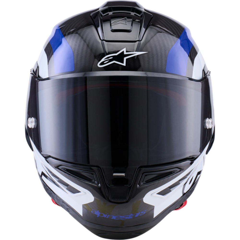 Alpinestars Supertech R10 Arius Helmet Gloss Black/White/Blue - Front View