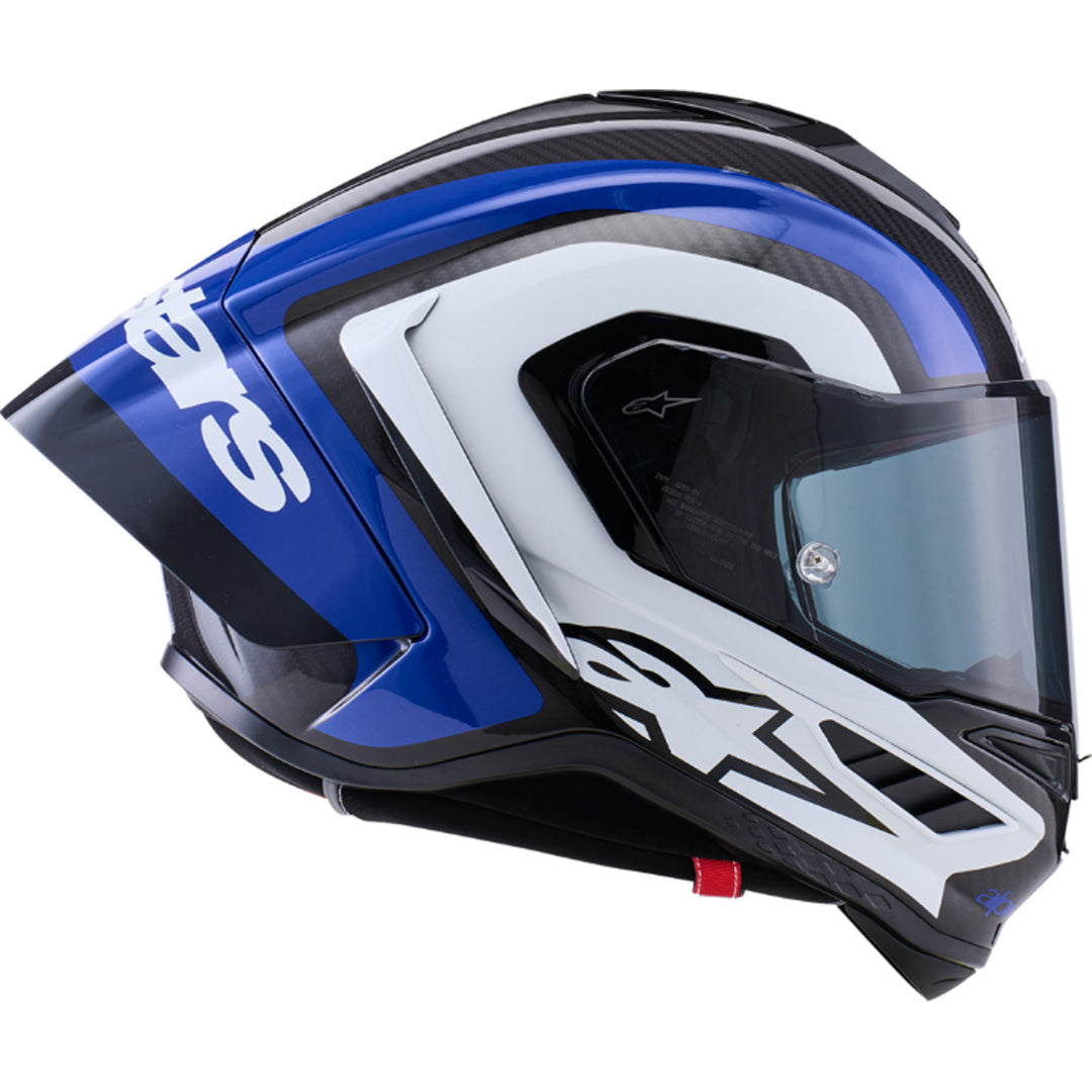 Alpinestars Supertech R10 Arius Helmet Gloss Black/White/Blue - Right Side View