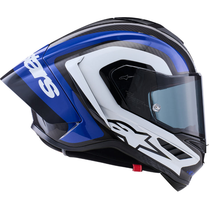 Alpinestars Supertech R10 Arius Helmet Gloss Black/White/Blue - Right Side View