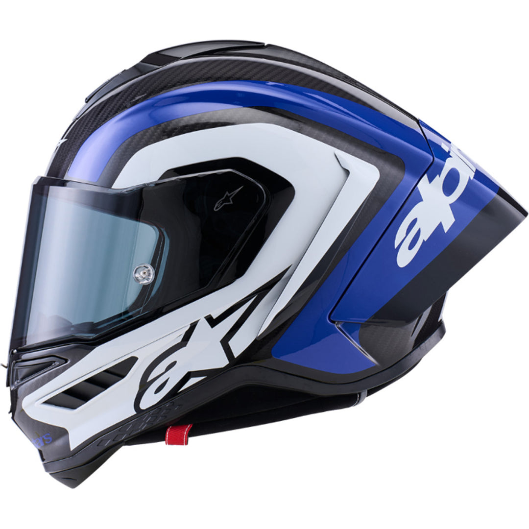 Alpinestars Supertech R10 Arius Helmet Gloss Black/White/Blue - Left Side View