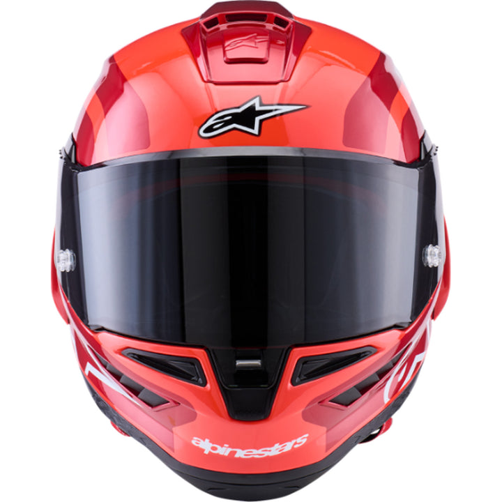 Alpinestars Supertech R10 Arius Helmet Gloss Black/White/Double Red - Front View