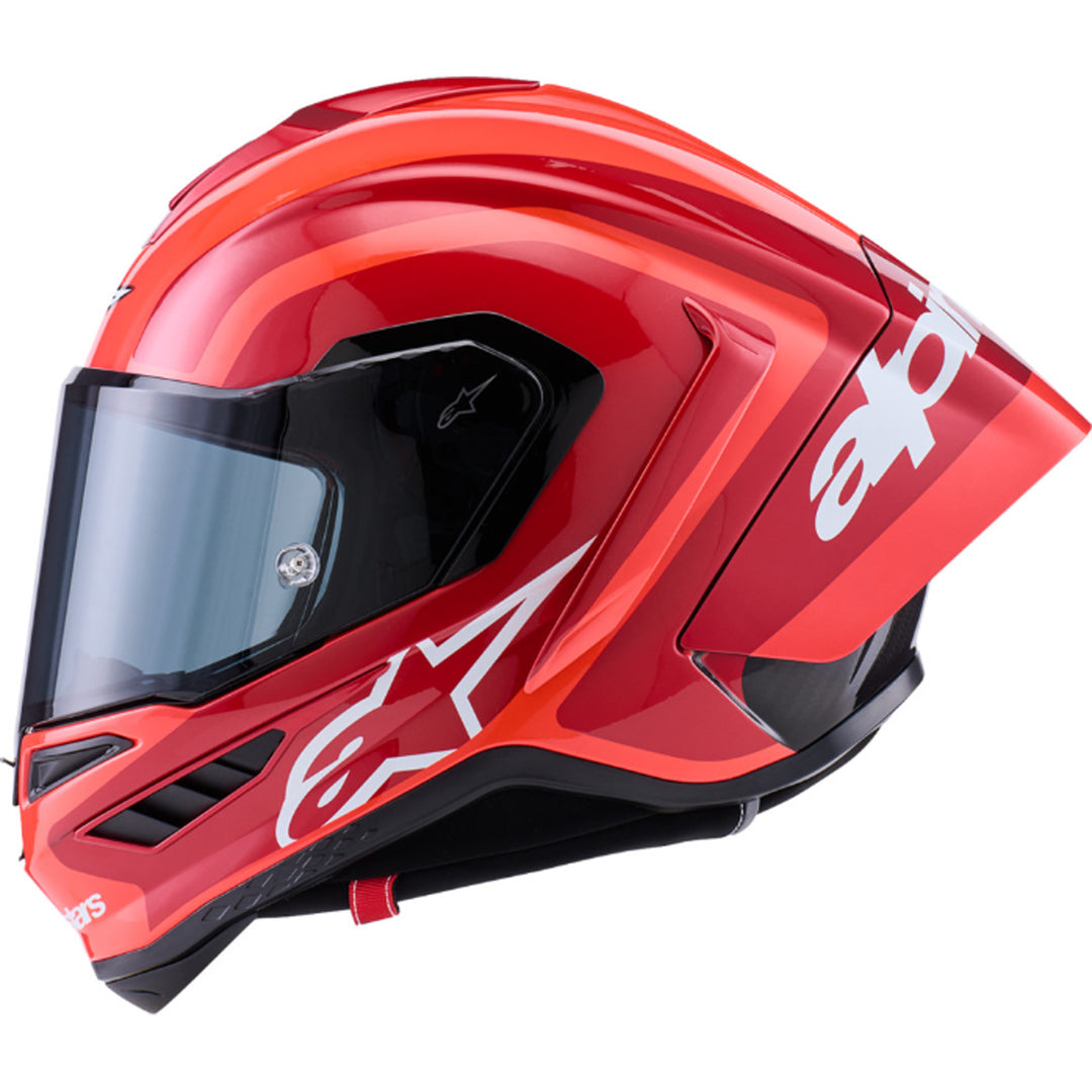 Alpinestars Supertech R10 Arius Helmet Gloss Black/White/Double Red - Left Side View