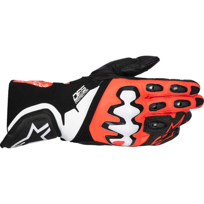 Alpinestars Supertech V2 Gloves Black/Fluo Red/White - Back of Hand View