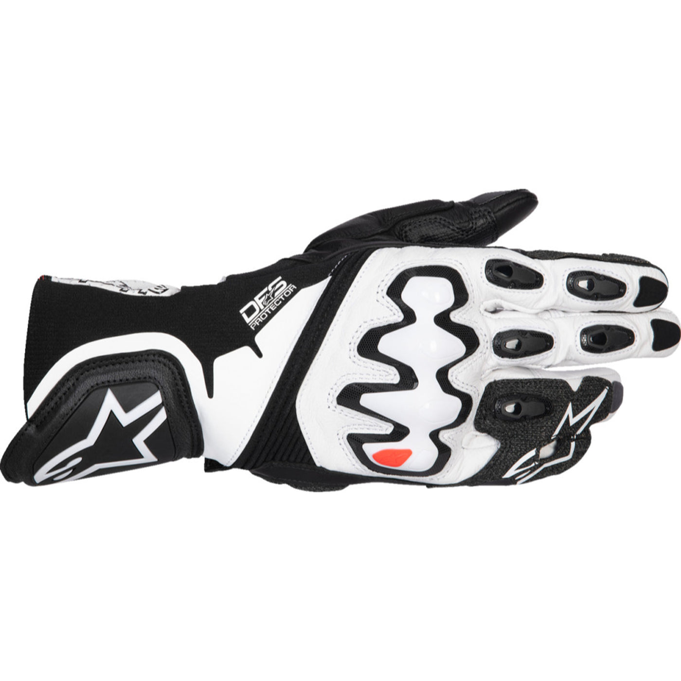 Alpinestars Supertech V2 Gloves Black/White - Back of Hand View