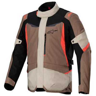 Alpinestars ST-1 Waterproof Jacket Khaki Sand/Black/Red Fluo - Front View