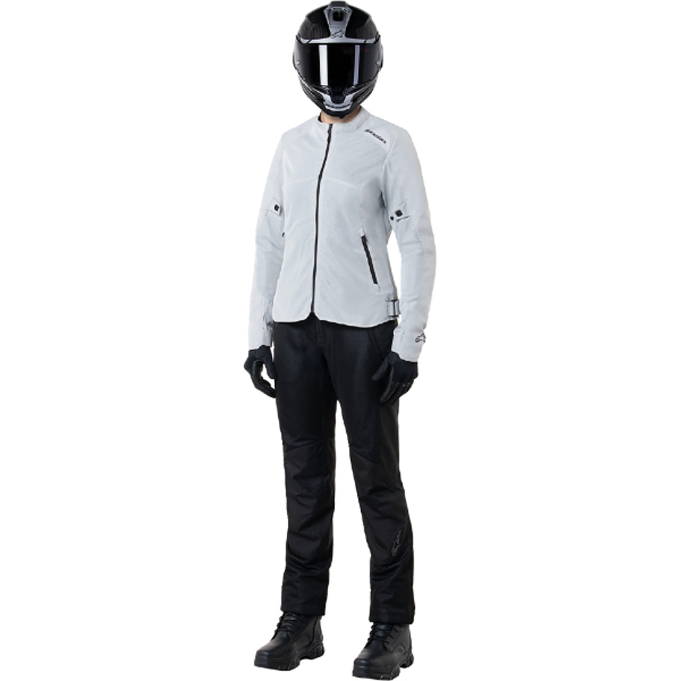 Alpinestars Stella C-1 Air Jacket Silver - Full Front View of Model Wearing Jacket