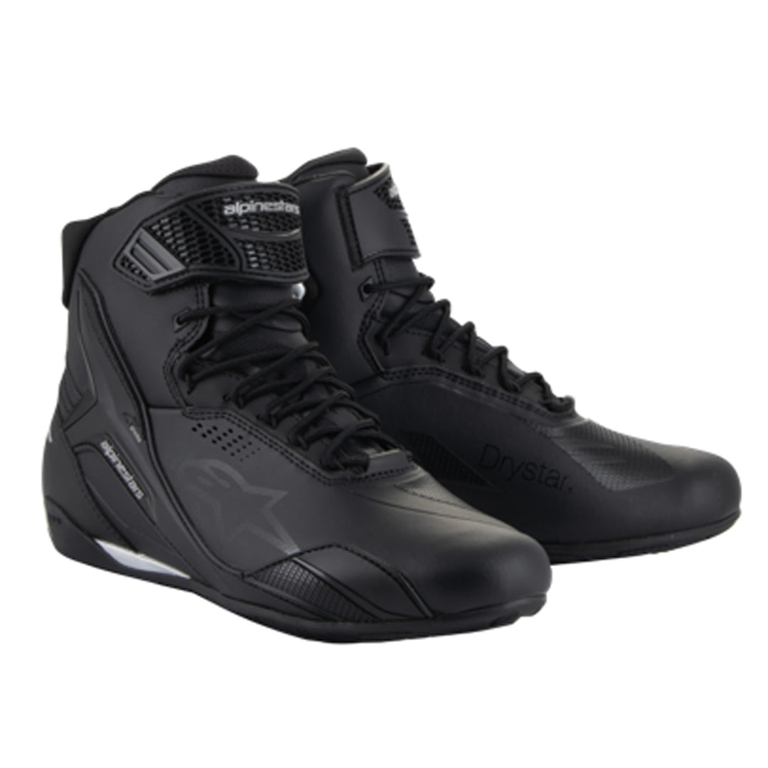 Alpinestars Stella Faster-4 Drystar Riding Shoes Black/Silver - Front Side View of Pair
