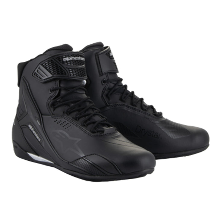Alpinestars Stella Faster-4 Drystar Riding Shoes Black/Silver - Front Side View of Pair