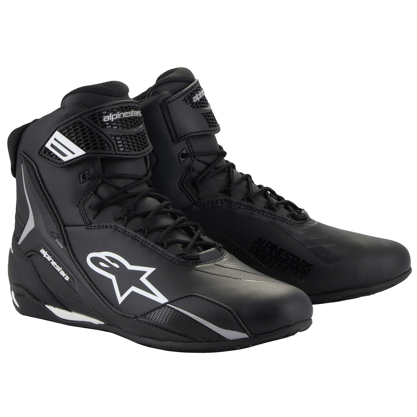 Alpinestars Stella Faster-4 Riding Shoes Black - Front Side View of Pair