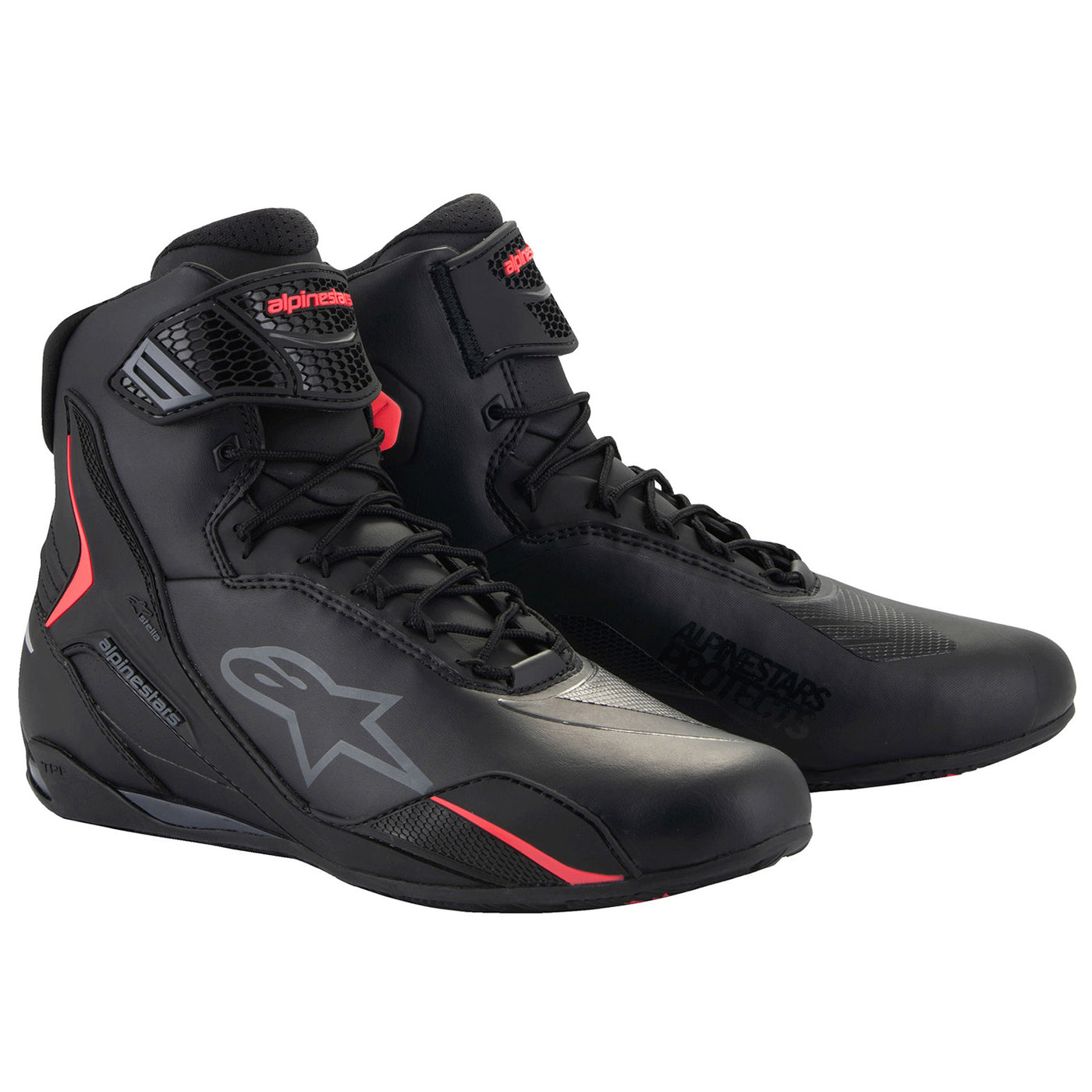 Alpinestars Stella Faster-4 Riding Shoes Black/Diva Pink - Front Side View of Pair