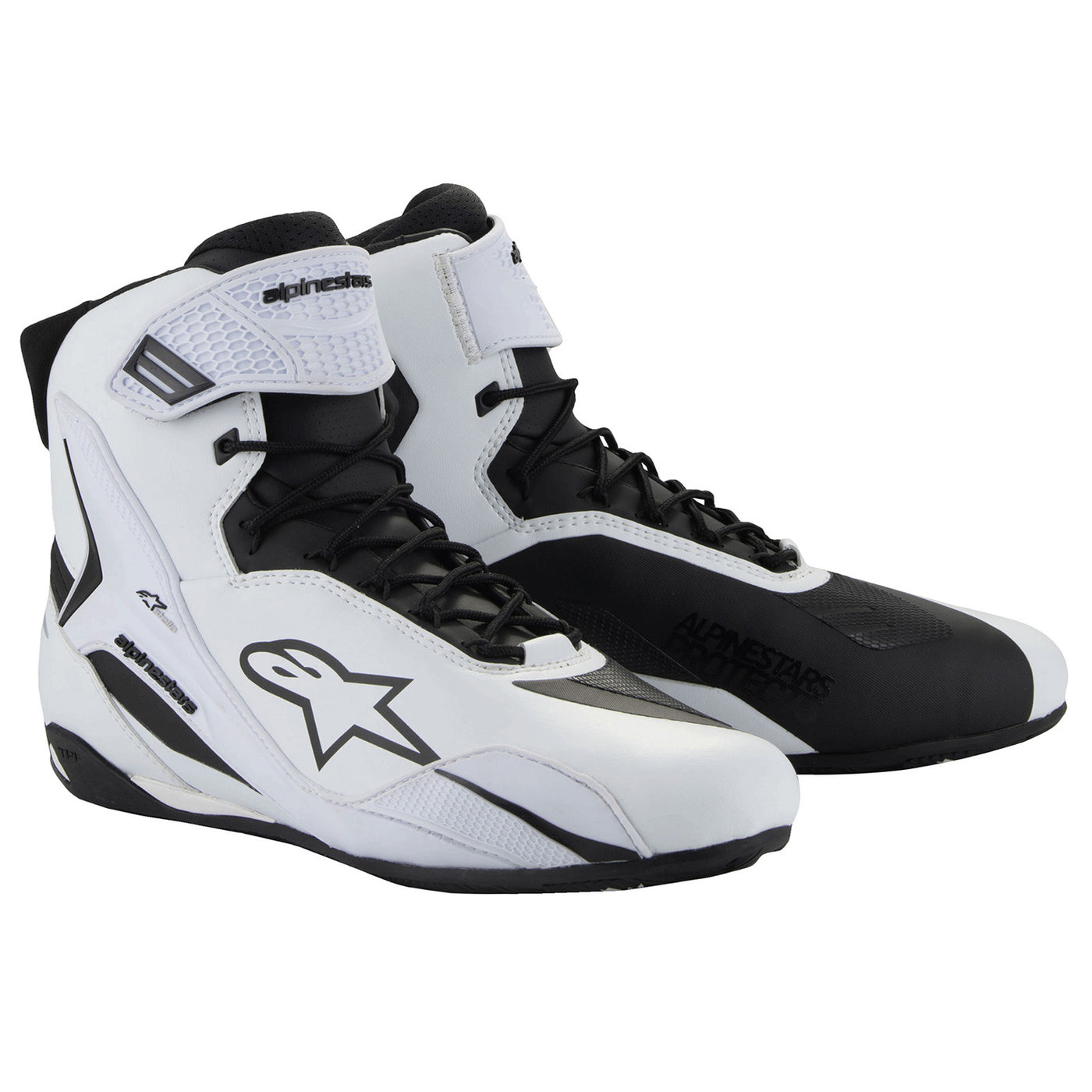 Alpinestars Stella Faster-4 Riding Shoes White/Black - Front Side View of Pair