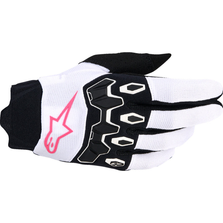 Alpinestars Stella Full Bore V2 Gloves White/Fluo Pink/Black - Back of Hand View