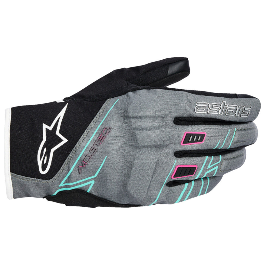 Alpinestars Stella Moblast WP Gloves Fur Gray/Black/Fluo Pink - Back of Hand View