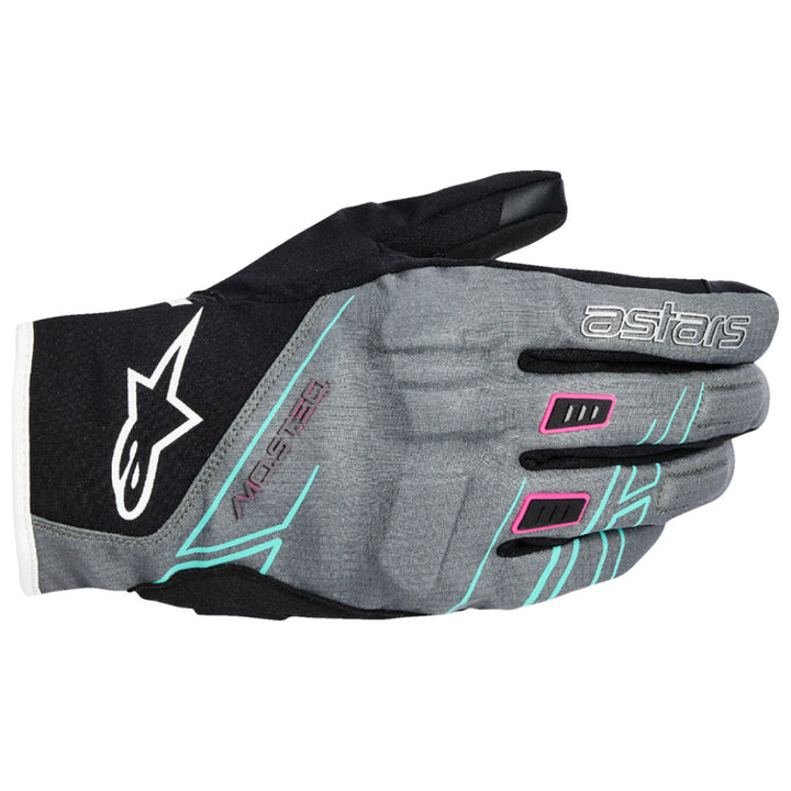 Alpinestars Stella Moblast WP Gloves Fur Gray/Black/Fluo Pink - Back of Hand View