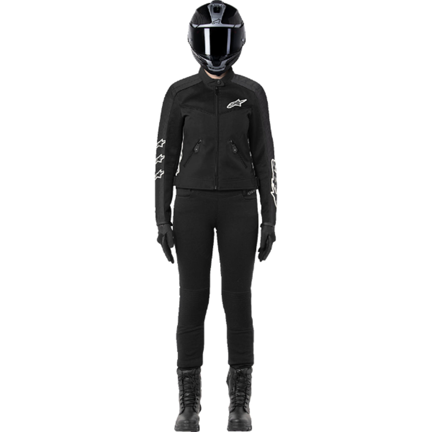 Alpinestars Stella T-Dyno Air Jacket Black - Full Front View of Model Wearing Jacket