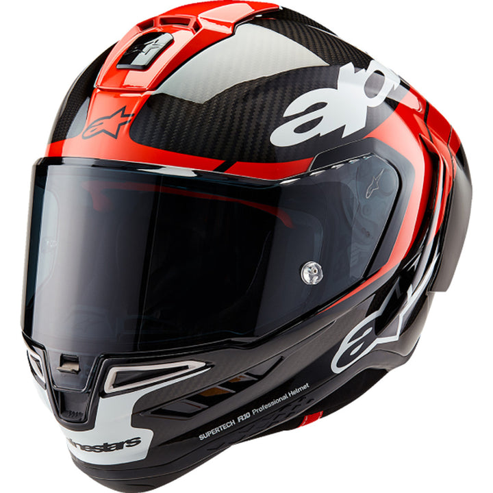 Alpinestars Supertech R10 Element Helmet Carbon/Red/White - Front Left Side View