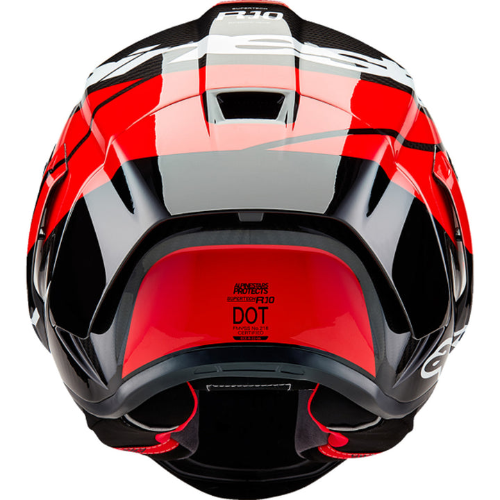 Alpinestars Supertech R10 Element Helmet Carbon/Red/White - Rear View