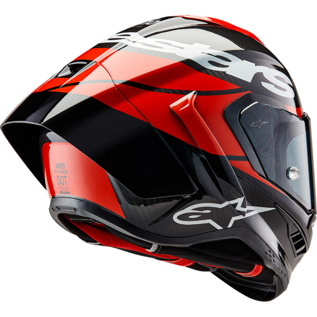Alpinestars Supertech R10 Element Helmet Carbon/Red/White - Rear Right Side View