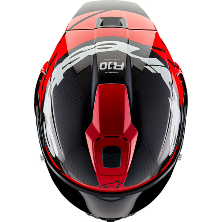 Alpinestars Supertech R10 Element Helmet Carbon/Red/White - Top Down View